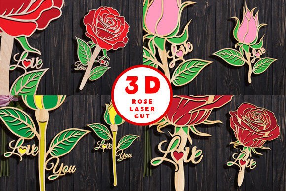 Download 3D Rose Laser Cut Love SVG Set - Premium Resources