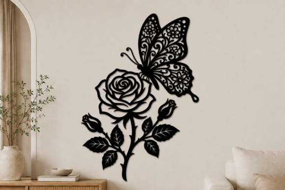 Download Butterfly Rose Laser Cut - Premium Resources