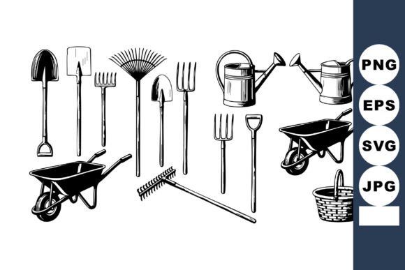 Download Garden Tools Set with Wheelbarrow Wateri - Garden tools Collection