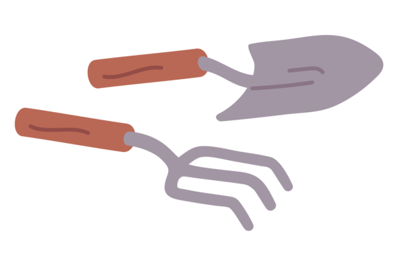 Download Garden Tools. Spade Shovel and Rack Icon - Garden tools Collection