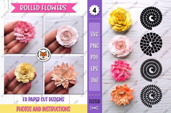 Download Rolled Flowers SVG, 3D Flower Paper Cut - Flower paper cut Collection