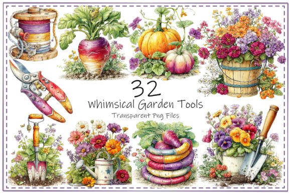 Download Whimsical Garden Tools Clipart Bundle - Garden tools Collection