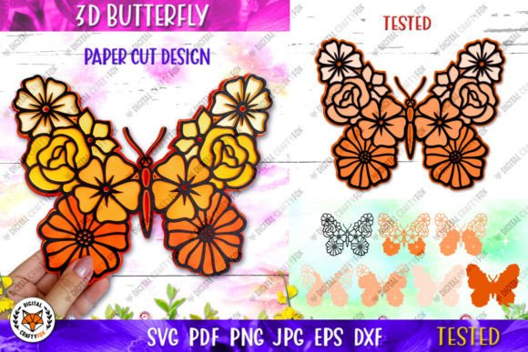 Download 3D Butterfly Flower Paper Cut SVG - Premium Resources